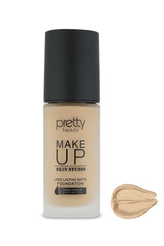 Pretty Beauty Make Up Skin Studio Matte Fondöten Yüksek Kapatıcı Etkili No: 4