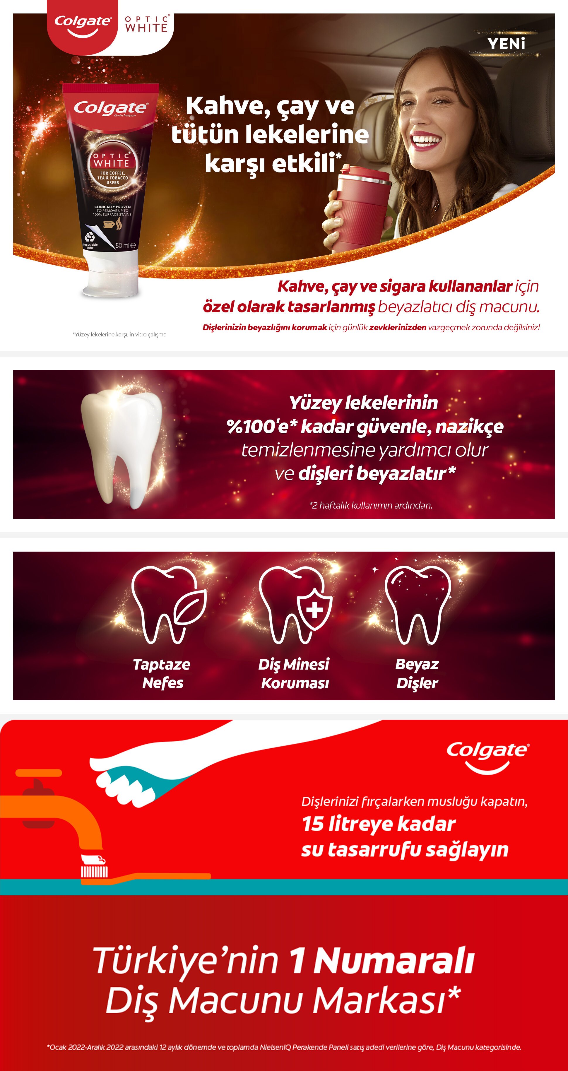 Colgate Optic White Sigara, Kahve ve Tütün Kullanıcıları İçin Diş Macunu
