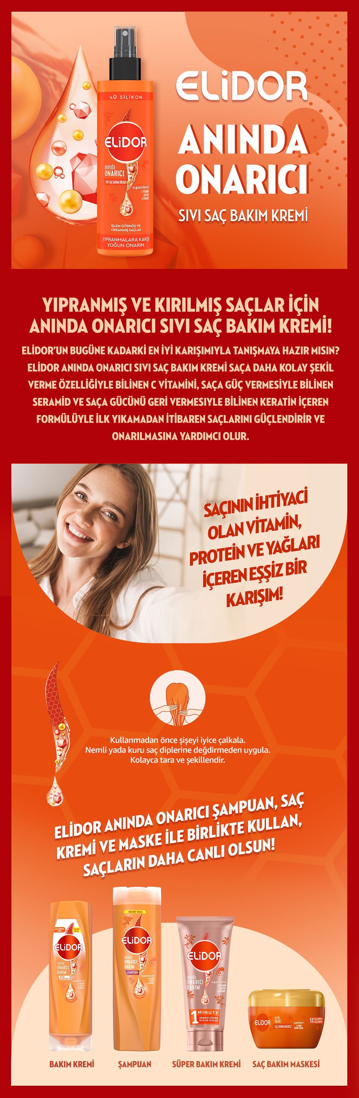 Elidor Superblend Sıvı Saç Bakım Kremi Anında Onarıcı Kırılma Karşıtı Yoğun Besleyici 200 Ml