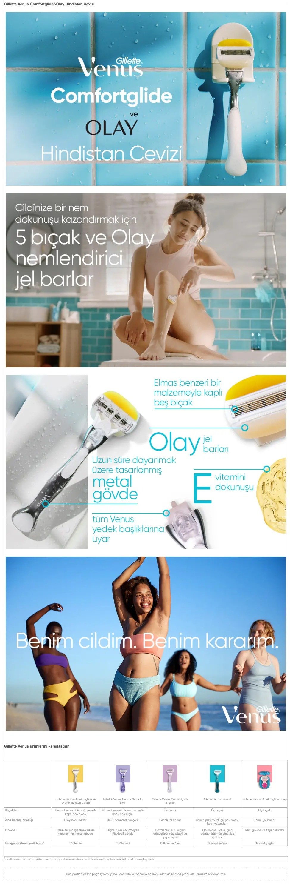Gillette Venüs Comfortglide Olay Kadın Tıraş Makinesi