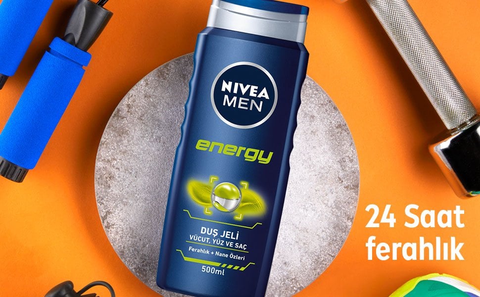 Nivea Men Energy Duş Jeli 3’ü 1 Arada Vücut, Saç ve Yüz