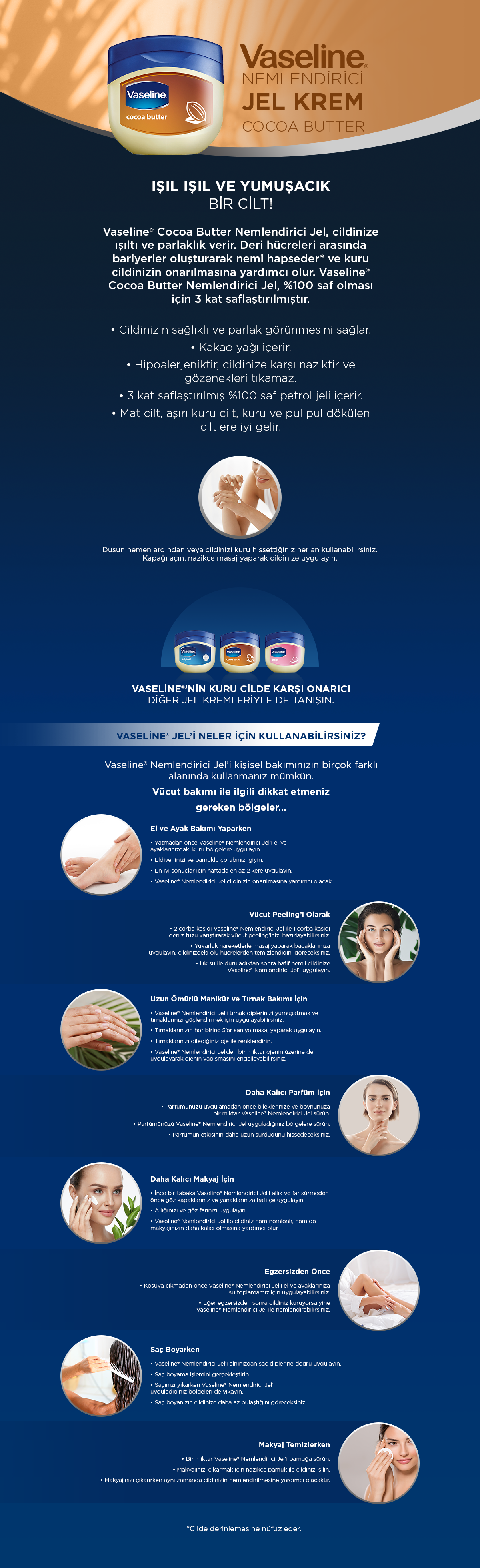 Vaseline Blue Seal Cocoa Butter Jel Vazelin Kakao Yağlı Onarıcı