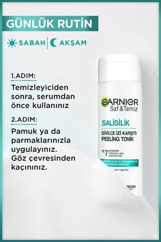 Garnier Saf & Temiz Salisilik Sivilce İzi Karşıtı Gözenek Sıkılaştırıcı Peeling Tonik 120 ml