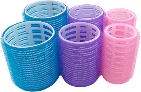 MERRYS Solingen 6lı Cırtlı Yapışkanlı Saç Bigudisi Saç Şekillendirici Karma Renk