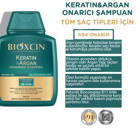Bioxcin Keratin Ve Argan Onarıcı Şampuan 300 Ml 2 Li Avantaj Paket
