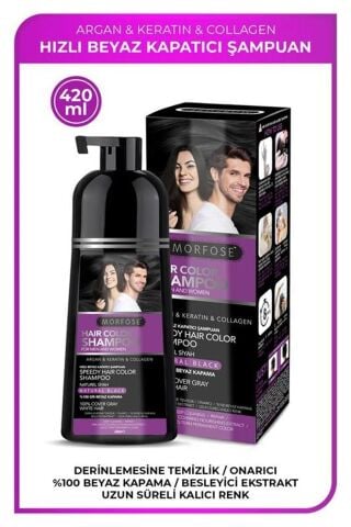 Morfose Hızlı Beyaz ve Gri Kapatıcı Şampuan 420 ml Doğal Siyah