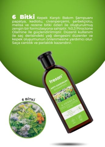 Tresan 6 Bitki Özlü Kepek Karşıtı Bakım Şampuanı 300 mL