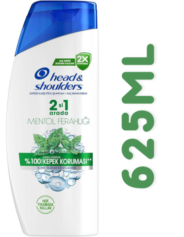 Head & Shoulders Mentol Ferahlığı 2'si 1 Arada Kepek Karşıtı Şampuan 625ML