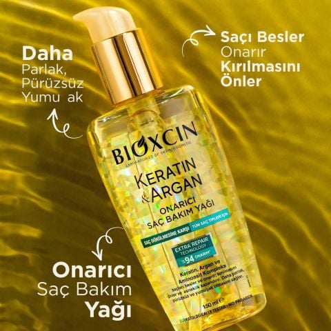 Bioxcin Keratin&Argan Onarıcı Saç Bakım Yağı 150 Ml - Yıpranmış Ve Hasar Görmüş Saçlar