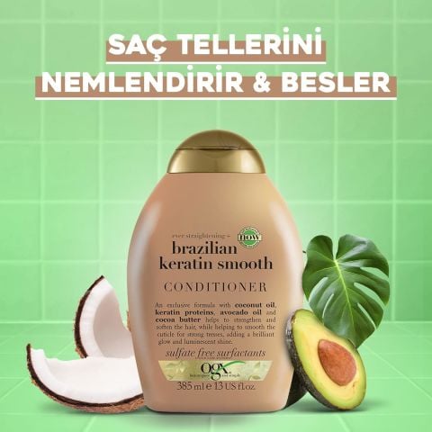 OGX Düzleştirici Brazilian Keratin Smooth Saç Bakım Kremi 385 ml