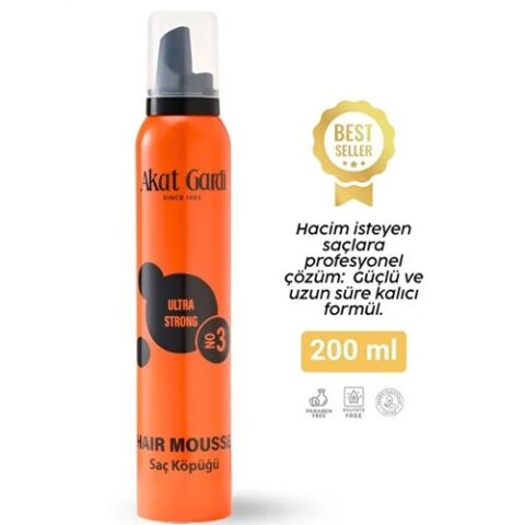 Akat Gardi Saç Köpüğü Ultra Strong 200Ml Turuncu No:3