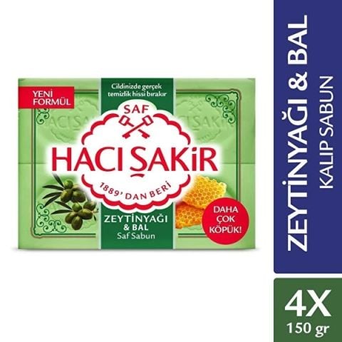 Hacı Şakir Zeytinyağı-Bal 4x150 Gr Çoklu Paket Kalıp Sabun