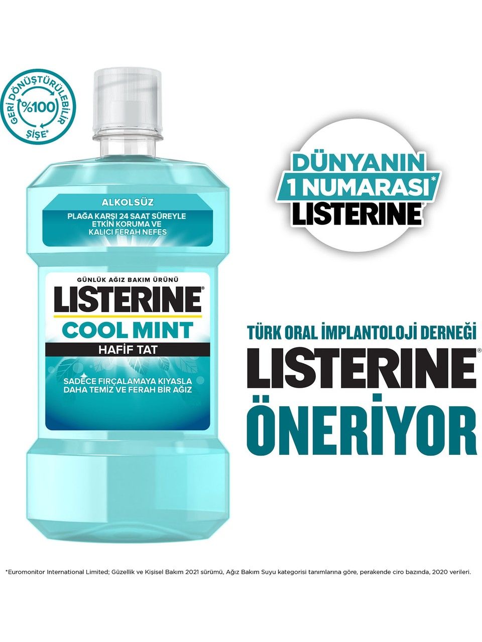 Listerine Cool Mint Hafif Tat Ağız Bakım Ürünü 250 ml