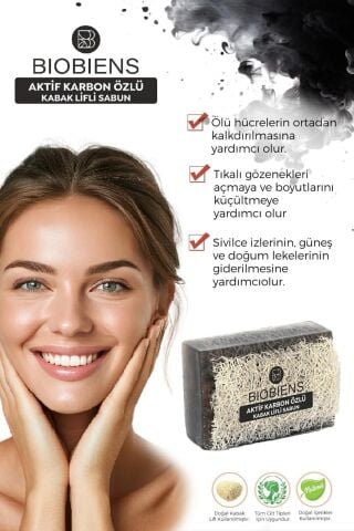 Bıobıens Aktif Karbon Özlü Kabak Lifli Sabun 110gr