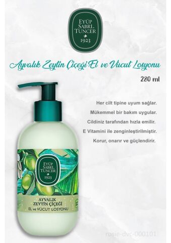 Ayvalık Zeytin Çiçeği Doğal Zeytinyağlı El ve Vücut Losyonu 280 ml