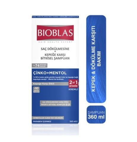 Bioblas Çinko + Mentol Saç Dökülmesi ve Kepeğe Karşı Şampuan 360 ml