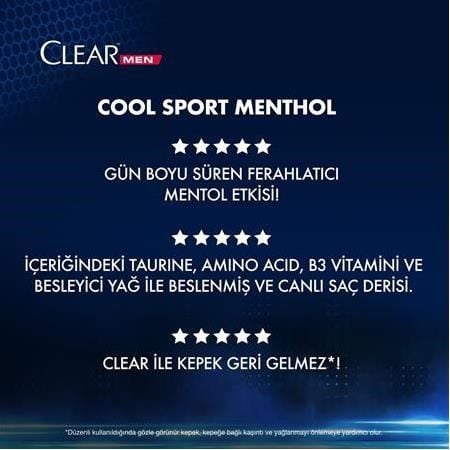 Clear Men Cool Sport Menthol Seyahatboyu Şampuan 180mL
