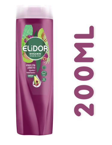 Elidor Doğanın Enerjisi Avokado & Üzüm Çekirdeği Yağı Şampuan 200ml Seyehat Boy