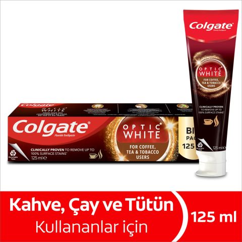 Colgate Optic White Sigara, Kahve ve Tütün Kullanıcıları İçin Diş Macunu 125 Ml