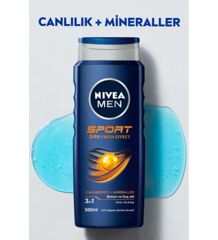 Nivea Men Sports Duş Jeli 500 ml 3’ü 1 Arada Vücut, Saç ve Yüz