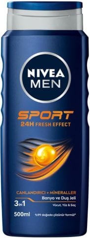 Nivea Men Sports Duş Jeli 500 ml 3’ü 1 Arada Vücut, Saç ve Yüz