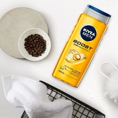 Nivea Men Boost Duş Jeli 500 ml 3’ü 1 Arada Vücut, Saç ve Yüz
