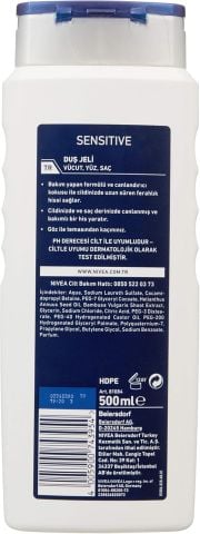 Nivea Men Sensitive Duş Jeli 500 ml 3’ü 1 Arada Vücut, Saç ve Yüz