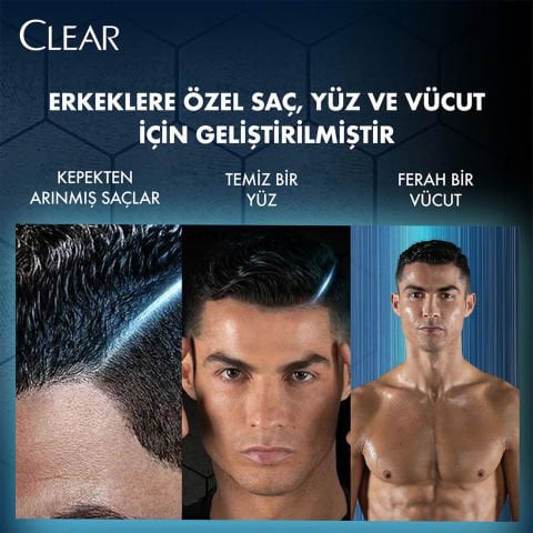 Clear Men 3 in 1 Şampuan & Duş Jeli Arındırıcı Kömür Saç Yüz Vücut İçin 350 ml