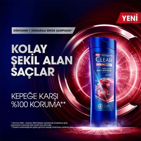 Clear Men Hızlı Stil 2'si 1 Arada Kepeğe Karşı Etkili Şampuan 350 ml
