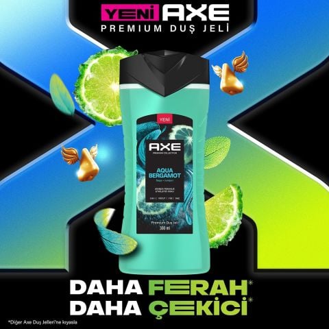 Axe Premium Collection Aqua Bergamot Duş Jeli 3 in 1 Vücut Saç Yüz 300 Ml