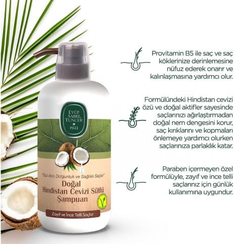 Eyüp Sabri Tuncer Doğal Hindistan Cevizi Sütlü Şampuan 600 ml