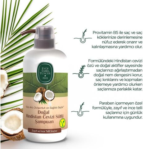 Eyüp Sabri Tuncer Doğal Hindistan Cevizi Sütlü Şampuan 600 ml