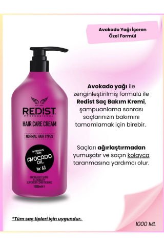 Redist Avokado Yağlı Yıpranmış Saçlara Özel Saç Bakım Kremi 1000 ml
