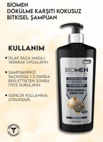 Biomen Professional Siyah Sarımsak&Gümüş İyonu Dökülme Karşıtı Şampuan 1000ml