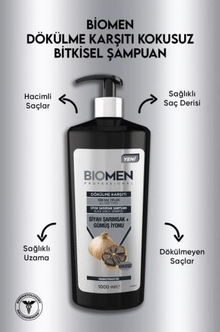 Biomen Professional Siyah Sarımsak&Gümüş İyonu Dökülme Karşıtı Şampuan 1000ml