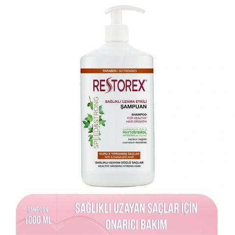 Restorex Sağlıklı Uzama Etkili Kuru ve Yıpranmış Saçlar için Saç Bakım Şampuanı 1000 ml