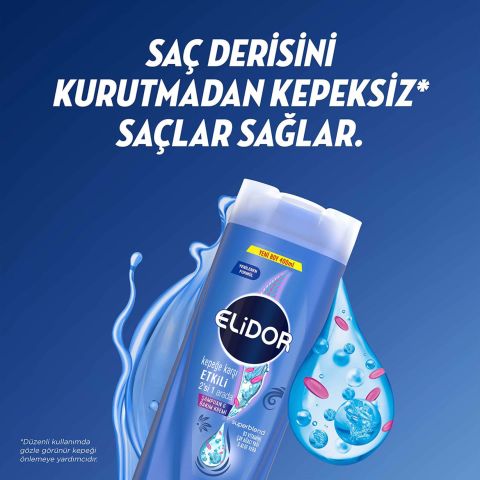 Elidor Superblend Kepeğe Karşı Etkili 2'si 1 Arada Şampuan ve Bakım Kremi  B3 Vitamini Çay Ağacı Yağı Aloe Vera 400 ml
