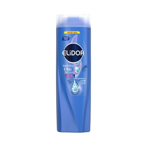 Elidor Superblend Kepeğe Karşı Etkili 2'si 1 Arada Şampuan ve Bakım Kremi  B3 Vitamini Çay Ağacı Yağı Aloe Vera 400 ml