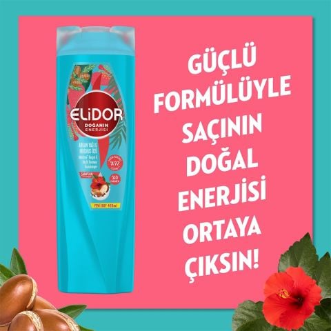 Elidor Doğanın Enerjisi Argan Yağı & Hibiskus Özü Dökülme Karşıtı Saç Bakım Şampuanı 400 ml