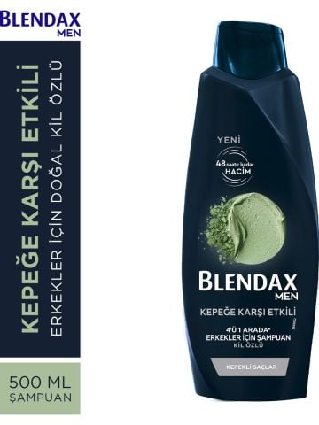 Blendax Men Doğal Kil Özlü Kepeğe Karşı Etkili 4ü1 Arada Erkek Şampuanı 500 ml