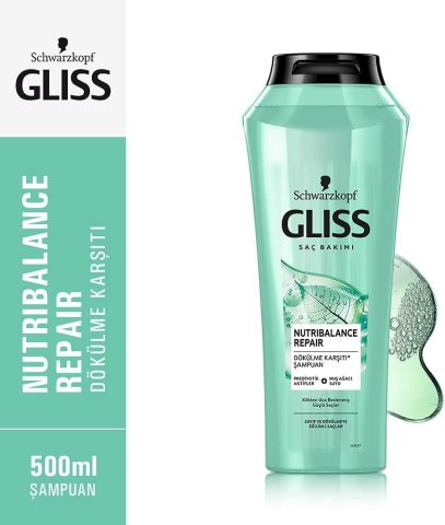Gliss Schwarzkopf Nutribalance Repair Saç Dökülmesi Karşıtı Saç Bakım Şampuanı 500ML