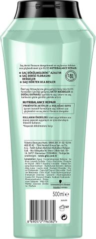 Gliss Schwarzkopf Nutribalance Repair Saç Dökülmesi Karşıtı Saç Bakım Şampuanı 500ML