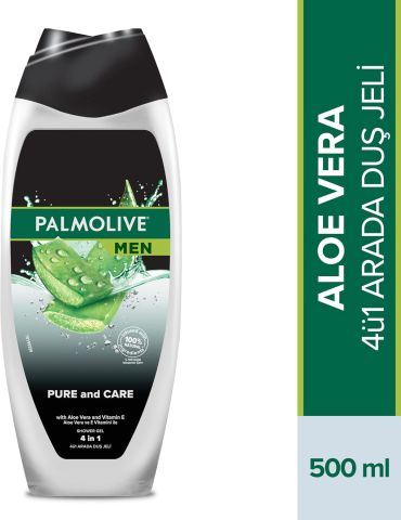 Palmolive Men Pure and Care 4'ü 1 Arada Aloe Vera ve E Vitamini ile Erkek Duş Jeli 500 ml