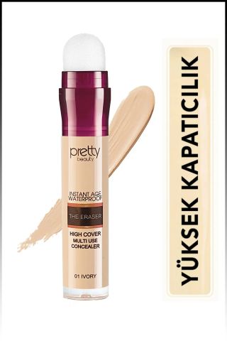 Pretty Beauty Instant Age Waterproof The Eraser Süngerli Kapatıcı No: 1 Ivory