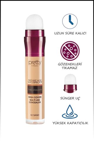 Pretty Beauty Instant Age Waterproof The Eraser Süngerli Kapatıcı No: 2 Sand