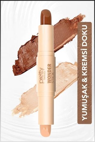 Pretty Beauty Wonder Stick Çift Taraflı Krem Kontür & Aydınlatıcı Stick