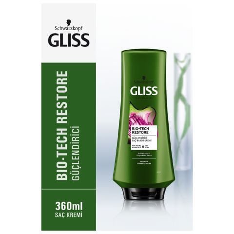 Schwarzkopf Gliss Bio-Tech Restore Güçlendirici Saç Bakım Kremi 360 ml - Kök Hücre Kompleksi ve Gül Suyu