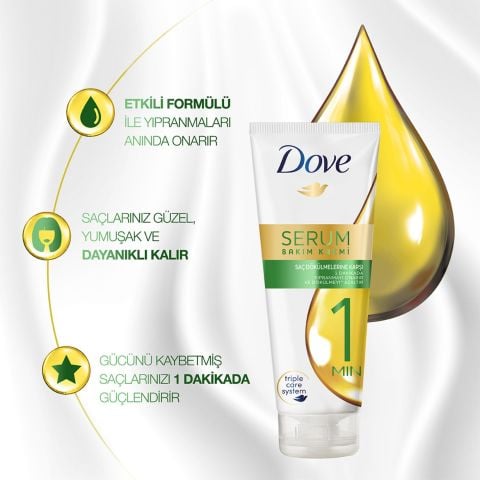 Dove 1 Minute Saç Dökülmelerine Karşı Serum Saç Bakım Kremi 170 ml