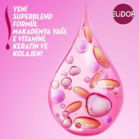 Elidor Superblend Serum Güçlü ve Parlak E Vitamini Saç Bakım Kremi Makademya Yağı & Keratin 350 ml
