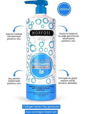 Morfose Collagen 2 in 1 Şampuan 1000 ml Mavi